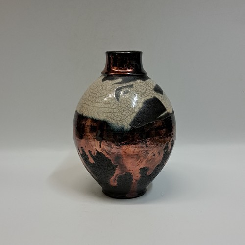 Click to view detail for #230409 Raku Black, Copper, White Crackle 7.25x4.25 $24